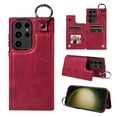 thumbnail image 1 of Nalacover for Samsung Galaxy S23 Ultra Wallet Case with Card Slots & Metal Finger Ring, Durable PU Leather Back Double Magnetic Botton Flip Kickstand Purse Shockproof Phone Case,Red, 1 of 10