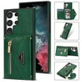 thumbnail image 1 of Nalacover for Samsung Galaxy S23 Ultra Zipper Wallet Case,Luxury PU Leather Back Soft TPU Magnetic Buckle Flip Card Pocket Shockproof Slim Cover with Adjustable Crossbody Shoulder Strap,Green, 1 of 12