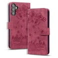 thumbnail image 1 of Nalacover for Samsung Galaxy S23 Wallet Case, Flower Cat Embossed Pattern Magnetic Premium PU Leather Soft Silicone Shockproof Cover with Card Slots Holder Kickstand Flip Folio Case,Red, 1 of 8