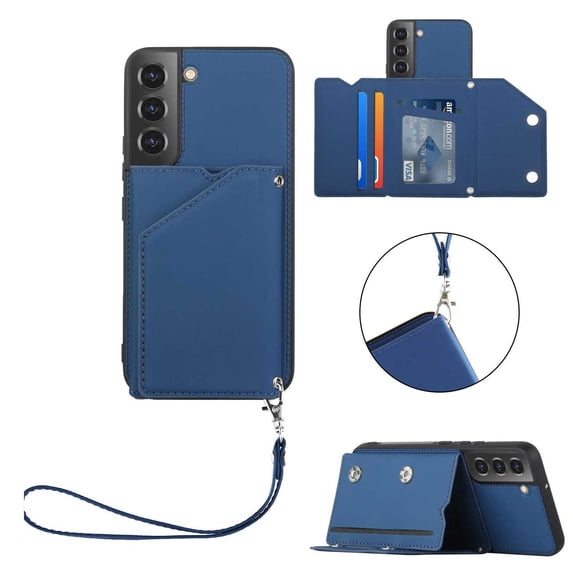 Nalacover for Samsung Galaxy S23 Wallet Phone Case,Luxury Stylish PU Leather Flip Kickstand Card Slots Shockproof Anti-Scratch Back Cover with Adjustable Detachable Lanyard Strap.Blue