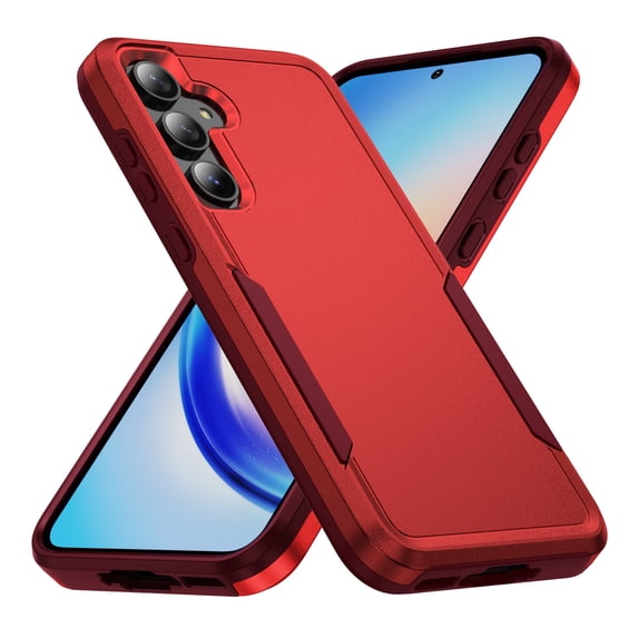 Nalacover for Samsung Galaxy S24 FE Case: Dual Layer Protective Heavy Duty Cell Phone Case Shockproof Rugged Bumper Tough Hand Grip - Military Grade Drop Tested for Samsung Galaxy S24 FE, Red