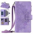 thumbnail image 1 of Nalacover for Samsung Galaxy S24 FE Embossed Floral Pattern PU Leather Crossbody Case with Shoulder Strap,Shockproof Magnetic Flip Kickstand Credit Card Slots Zipper Pocket Wallet Phone Case,Purple, 1 of 11