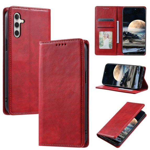 Nalacover for Samsung Galaxy S24 Plus Wallet Case, Vintage PU Leather Book Folding Folio Case with Credit Card Slots Hidden Magnetic Closure Flip Kickstand Shockproof Slim Phone Case,Red