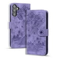 thumbnail image 1 of Nalacover for Samsung Galaxy S24 Wallet Case, Flower Cat Embossed Pattern Magnetic Premium PU Leather Soft Silicone Shockproof Cover with Card Slots Holder Kickstand Flip Folio Case, Purple, 1 of 8