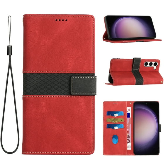 Nalacover for Samsung Galaxy S25 Wallet Case, Card Holder Flip Folio Cover with Kickstand Magnetic Clasp Shockproof Protective Stylish PU Leather Phone Case for Samsung Galaxy S25, Red