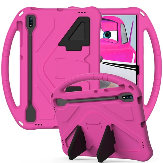 Nalacover For Samsung Galaxy Tab S7 FE 5G/Galaxy Tab S8 Plus/S7 Plus 12.4 inch Case,Kids Friendly Lightweight EVA Foam Rubber Kickstand Shockproof Convertible Handle Protective Cover, Rose