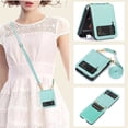 thumbnail image 1 of Nalacover for Samsung Galaxy Z Flip 3 Crossbody Wallet Case with Back Card Slot, Purse Cover with Shoulder Strap Classic PU Leather Lanyard for Women Girls, TPU Shockproof Non-Slip Case, Green, 1 of 7
