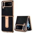 thumbnail image 1 of Nalacover for Samsung Galaxy Z Flip 3 Hidden Kickstand PU Leather Case, Electroplated Frame Shockproof Folding Cover for Samsung Galaxy Z Flip 3 Full Protection Anti-Scratches Bracket Case,Black, 1 of 13