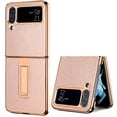 thumbnail image 1 of Nalacover for Samsung Galaxy Z Flip 4 Hidden Kickstand PU Leather Case, Electroplated Frame Shockproof Folding Cover for Samsung Galaxy Z Flip 4 Full Protection Anti-Scratches Bracket Case,Rosegold, 1 of 13