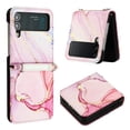 thumbnail image 1 of Nalacover for Samsung Galaxy Z Flip 4 PU Leather Case,Full Body Protection Stylish Marble Pattern Magnetic Clasp Flip Wireless Charging Detachable Wrist Strap Cover for Girls Women,Rosegold, 1 of 6