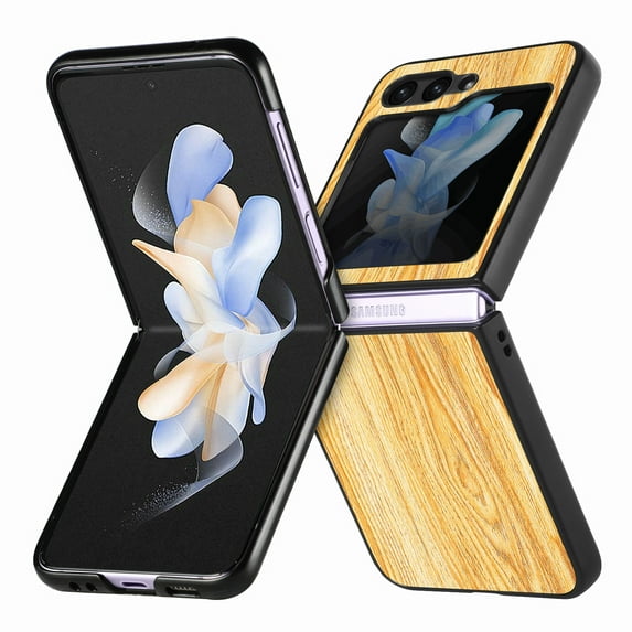 Nalacover for Samsung Galaxy Z Flip 5 Case, Wooden Patterned Shockproof Luxury Folded Anti-Scratch Camera & Screen Raised Protection Phone Cover for Samsung Z Flip5 2023,
Yellow Woodgrain