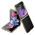 thumbnail image 1 of Nalacover for Samsung Galaxy Z Flip 5 Electroplated Slim Folding Phone Case, Lytchee Pattern PU Leather Plating Frame Shockproof Protective Cover for Samsung Galaxy Z Flip5,Black, 1 of 10