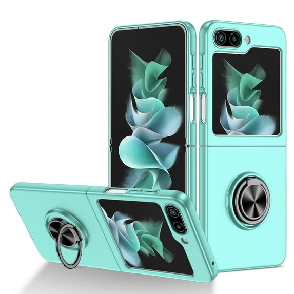 Nalacover for Samsung Galaxy Z Flip 6 Folding Case with Rotated Ring Holder Kickstand, Rugged Shockproof Magnetic Cover Support Car Mount Lens Protection Case for Samsung Galaxy Z Flip 6, Skyblue