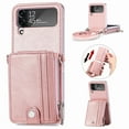 thumbnail image 1 of Nalacover for Samsung Galaxy Z Flip4 Crossbody Wallet Case with Detachable Card Slots Shoulder Strap, Zipper Pocket Premium PU Leather Shockproof Flip Cover with Kickstand Lanyard Case, Rosegold, 1 of 11