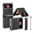 thumbnail image 1 of Nalacover for Samsung Galaxy Z Flip4 Protective Folding Case, S Pen Holder Hinge Protection Lytchee Pattern PU Leather Cover with Pen Stylus, Shockproof Full Coverage Case for Galaxy Z Flip4, Black, 1 of 7