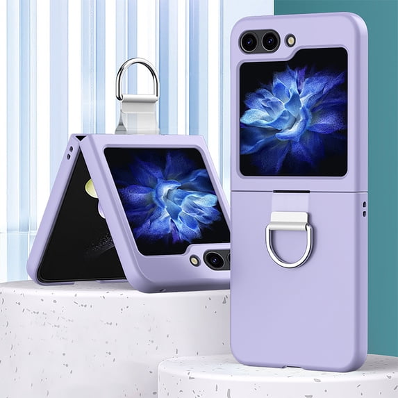 Nalacover for Samsung Galaxy Z Flip5 Case with Ring Holder, Skin-Feel PC Rugged Slim Lightweight Shockproof Anti-Scratches Folding Cover for Samsung Galaxy Z Flip5,Purple