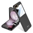 thumbnail image 1 of Nalacover for Samsung Galaxy Z Flip5 Electroplated Ultra Slim Folding Case, Metal Lens Frame Protective Cover for Galaxy Z Flip5, Rugged PC Anti-Fingerprints Shockproof Case, Black, 1 of 7