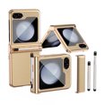 thumbnail image 1 of Nalacover for Samsung Galaxy Z Flip5 Protective Folding Case, S Pen Holder Hinge Protection Lytchee Pattern PU Leather Cover with Pen Stylus, Shockproof Full Coverage Case,Gold, 1 of 7