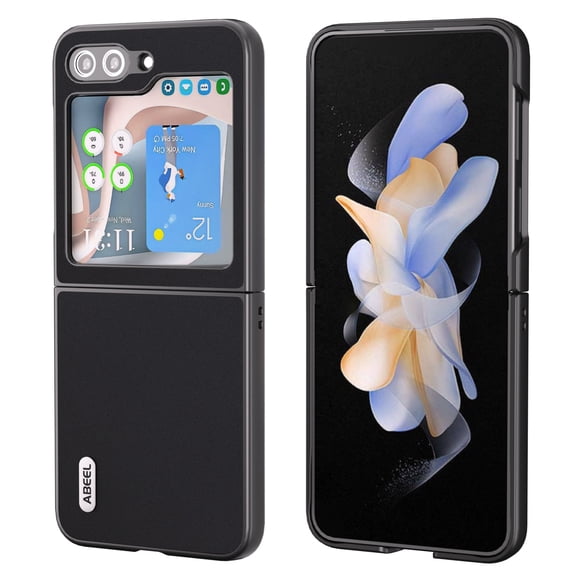 Nalacover for Samsung Galaxy Z Flip5 Slim Case, Luxury Premium PU Leather Shockproof Silky-Feel Cover, Full Coverage Anti-Fingerprints Lightweight Case for Samsung Galaxy Z Flip5,Black