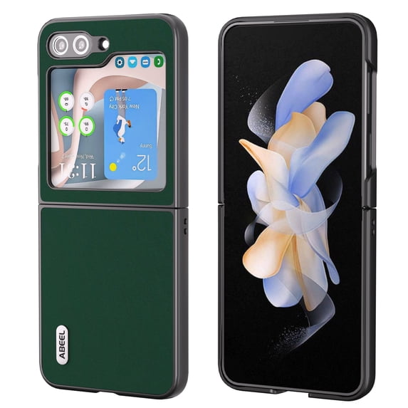 Nalacover for Samsung Galaxy Z Flip5 Slim Case, Luxury Premium PU Leather Shockproof Silky-Feel Cover, Full Coverage Anti-Fingerprints Lightweight Case for Samsung Galaxy Z Flip5,Green