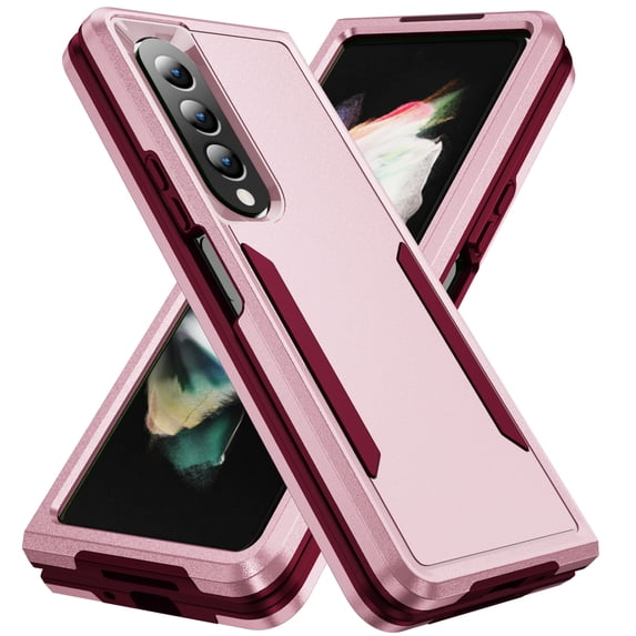 Nalacover for Samsung Galaxy Z Fold 4 Case: Dual Layer Protective Heavy Duty Cell Phone Case Shockproof Rugged Bumper Tough Hand Grip - Military Grade Drop Tested for Samsung Galaxy Z Fold 4,Pink+Rose