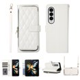 thumbnail image 1 of Nalacover for Samsung Galaxy Z Fold3 Premium PU Leather Crossbody Case with Shoulder Strap & Wrist Strap,Shockproof Magnetic Flip Kickstand Credit Card Slots Zipper Wallet Phone Case,White, 1 of 9
