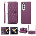 thumbnail image 1 of Nalacover for Samsung Galaxy Z Fold3 Premium PU Leather Crossbody Case with Shoulder Strap & Wrist Strap,Shockproof Magnetic Flip Kickstand Credit Card Slots Zipper Wallet Phone Case,Darkpurple, 1 of 9