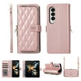 thumbnail image 1 of Nalacover for Samsung Galaxy Z Fold4 Premium PU Leather Crossbody Case with Shoulder Strap & Wrist Strap,Shockproof Magnetic Flip Kickstand Credit Card Slots Zipper Wallet Phone Case,Rosegold, 1 of 9
