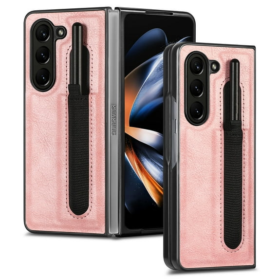Nalacover for Samsung Galaxy Z Fold5 Case with S Pen Holder, Premium PU Leather Shockproof Folding Cover Compatible with MagSafe Wireless Charging Case for Samsung Galaxy Z Fold5, Pink