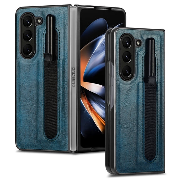 Nalacover for Samsung Galaxy Z Fold5 Case with S Pen Holder, Premium PU Leather Shockproof Folding Cover Compatible with MagSafe Wireless Charging Case for Samsung Galaxy Z Fold5, Darkgreen