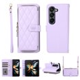 thumbnail image 1 of Nalacover for Samsung Galaxy Z Fold5 Premium PU Leather Crossbody Case with Shoulder Strap & Wrist Strap,Shockproof Magnetic Flip Kickstand Credit Card Slots Zipper Wallet Phone Case,Purple, 1 of 9