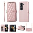 thumbnail image 1 of Nalacover for Samsung Galaxy Z Fold5 Premium PU Leather Crossbody Case with Shoulder Strap & Wrist Strap,Shockproof Magnetic Flip Kickstand Credit Card Slots Zipper Wallet Phone Case,Rosegold, 1 of 9
