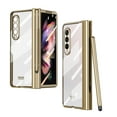 thumbnail image 1 of Nalacover for Samsung Galaxy Z Fold5 Transparent Plating Case with S Pen Holder Hinge Protection, Rugged PC Shockproof Tempered Glass Screen Film Folding Cover for Galaxy Z Fold5, Gold, 1 of 6
