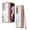 thumbnail image 1 of Nalacover for Samsung Galaxy Z Fold5 Transparent Plating Case with S Pen Holder Hinge Protection, Rugged PC Shockproof Tempered Glass Screen Film Folding Cover for Galaxy Z Fold5, Rosegold, 1 of 6