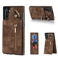 thumbnail image 1 of Nalacover for Samsung Note 10, Wallet RFID Credit Card Holder and Zipper Pocket,Drop Protection Flip Cover Ring Holder Kickstand Double Magnetic Clasp for Samsung Galaxy Note 10, Brown, 1 of 12