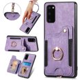 thumbnail image 1 of Nalacover For Samsung S20 Case Ring Holder Kickstand with Credit Card Holder, Back Flip Premium Leather Magnetic Clasp Removable Wirst Hand Strap Cover for Samsung Galaxy S20, Purple, 1 of 15