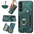 thumbnail image 1 of Nalacover For Samsung S20 FE Case Ring Holder Kickstand with Credit Card Holder, Back Flip Premium Leather Magnetic Clasp Removable Wirst Hand Strap Cover for Samsung Galaxy S20 FE, Green, 1 of 15