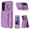 thumbnail image 1 of Nalacover for Samsung S20 FE, Wallet with RFID Credit Card Holder and Zipper Pocket,Drop Protection Flip Cover Ring Holder Kickstand with Double Magnetic Clasp for Samsung Galaxy S20 FE, Purple, 1 of 10