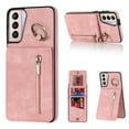 thumbnail image 1 of Nalacover for Samsung S21 Plus,Wallet with RFID Credit Card Holder and Zipper Pocket,Drop Protection Flip Cover Ring Holder Kickstand with Double Magnetic Clasp for Samsung Galaxy S21 Plus,Pink, 1 of 10