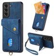 thumbnail image 1 of Nalacover for Samsung S21, Slim Case Wallet with Credit Card Holder, Back Flip Premium Leather Magnetic Clasp Kickstand Wirst Hand Strap Shockproof Cover for Samsung Galaxy S21, Blue, 1 of 7