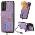 thumbnail image 1 of Nalacover for Samsung S21, Slim Case Wallet with Credit Card Holder, Back Flip Premium Leather Magnetic Clasp Kickstand Wirst Hand Strap Shockproof Cover for Samsung Galaxy S21, Purple, 1 of 7