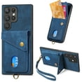 thumbnail image 1 of Nalacover for Samsung S21 Ultra, Slim Case Wallet with Credit Card Holder, Back Flip Premium Leather Magnetic Clasp Kickstand Wirst Hand Strap Shockproof Cover for Samsung Galaxy S21 Ultra, Blue, 1 of 7