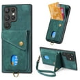 thumbnail image 1 of Nalacover for Samsung S21 Ultra, Slim Case Wallet with Credit Card Holder, Back Flip Premium Leather Magnetic Clasp Kickstand Wirst Hand Strap Shockproof Cover for Samsung Galaxy S21 Ultra, Green, 1 of 7
