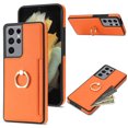 thumbnail image 1 of Nalacover for Samsung S21 Ultra Wallet with Card Holder Slot, 360°Rotation Ring Holder Kickstand Cover for Men Women Protective Premium PU Leather Shockproof Cover for Samsung Galaxy S21 Ultra, Orange, 1 of 6