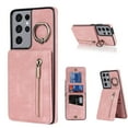 thumbnail image 1 of Nalacover for Samsung S21 Ultra, Wallet with RFID Credit Card Holder and Zipper Pocket,Drop Protection Flip Cover Ring Holder Kickstand with Double Magnetic Clasp for Samsung Galaxy S21 Ultra, Pink, 1 of 10