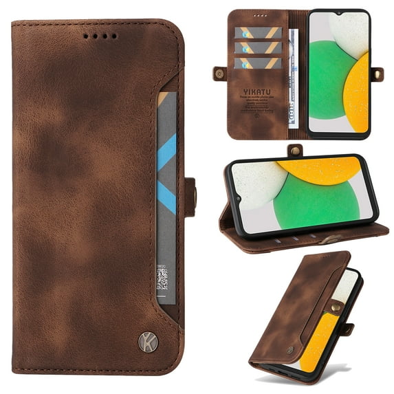Nalacover For Samsung S23 Plus Wallet case 【RFID Blocking】【Slide Pocket Slot】,Credit Card Holder Flip Folio Book PU Leather Protective Cover Women Men For Galaxy S23 Plus, brown