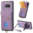 thumbnail image 1 of Nalacover for Samsung S8, Slim Case Wallet with Credit Card Holder, Back Flip Premium Leather Magnetic Clasp Kickstand Wirst Hand Strap Shockproof Cover for Samsung Galaxy S8, Purple, 1 of 7