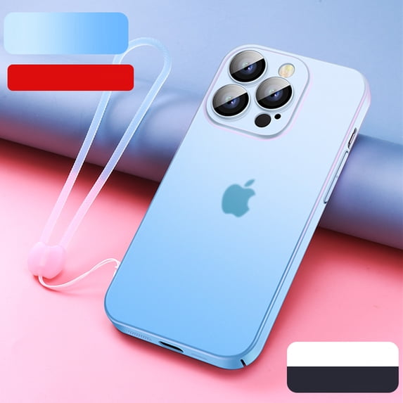 Nalacover Silicone Phone Case for iPhone 12, Gradient Color Transparent Soft TPU Phone Cover,Shockproof Wrist Strap Case,for Women Girls Protective Case For iPhone 12, Blue