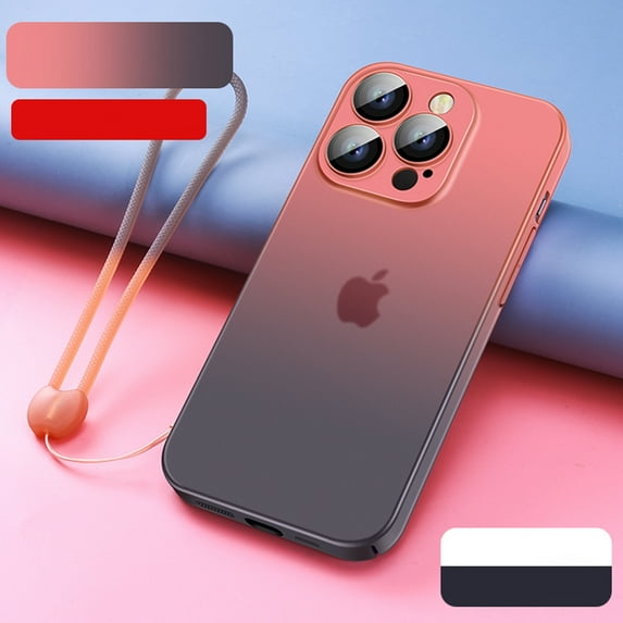 Nalacover Silicone Phone Case for iPhone 14 Plus, Gradient Color Transparent Soft TPU Phone Cover,Shockproof Wrist Strap Case,for Women Girls Protective Case For iPhone 14 Plus, Red