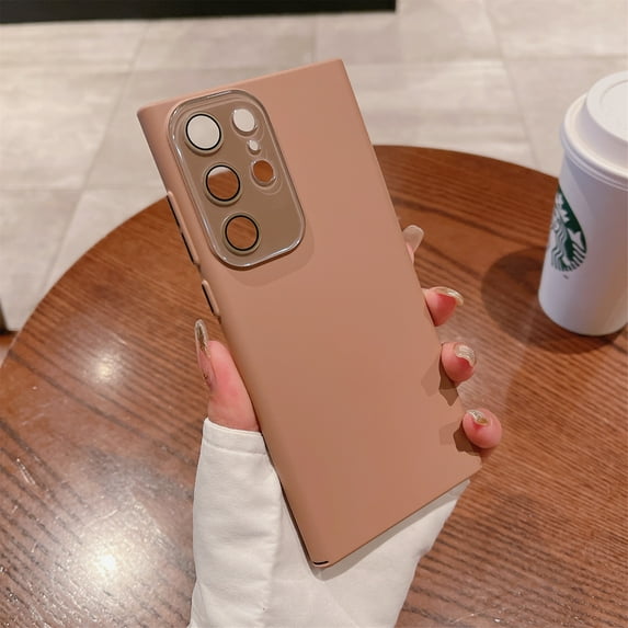 Nalacover Skin-Feel Slim Case for Samsung Galaxy S22 Ultra with Lens Protector, Plain PC Shockproof Non-yellowing Enhanced Camera Protection Phone Case for Samsung Galaxy S22 Ultra, Rosegold